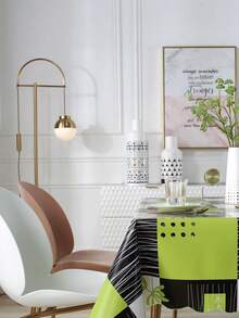 1 pieza Mantel rectangular a cuadros verdes y negros con estampado de hojas, de compuesto de PVC y franela, impermeable, a prueba de aceite y a prueba de derrames, fácil de limpiar y reutilizable para la cocina, el comedor, fiestas y decoración del hogar - Multicolor - Ver 6
