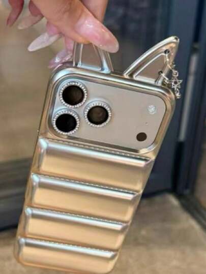 Ốp điện thoại hình tai mèo 3D mạ bạc dễ thương cho iPhone 15/17 Pro/17 Pro Max, ốp bảo vệ mềm mại cho iPhone 16/17/16 Pro Max mới