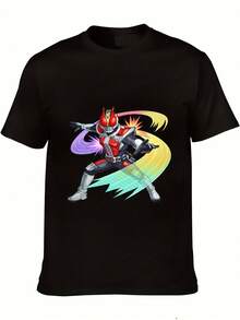 Unisex T-Shirt, 2026NewModelMensDen-OAnimeGraphicT-Shirt-OfficialInstagramDesignwithDynamicActionHero&Flames,SleeveStyleProfessionalExhaustionEffects,RoundNeckCasualTeeforJapaneseDrama&AnimeFansForAllSeasonsComfortFit,,Womensclothing,Womensblouses,Womenstops,Womenstshirts,DailycasualSet,RegularFit,DailyMatch,GraphicPrint,SportCasual - 黑色 - 查看 5