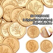 30 miếng/gói (3 kiểu, 10 miếng/kiểu) Nhãn dán niêm phong bằng sáp, Nhãn dán niêm phong phong bì thiệp mời cưới, tự dính, thích hợp cho đám cưới, Ngày của Mẹ, gói quà. - màu nâu - Xem 12