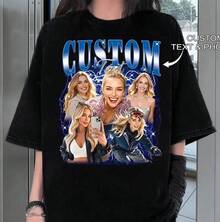blusas verano Camiseta personalizada Face , Sorpresa para despedida de soltera, Regalo personalizado de cumpleaños, Regalo para novio/novia, Regalo del Día de la Madre Children's clothing - Negro - Ver 7