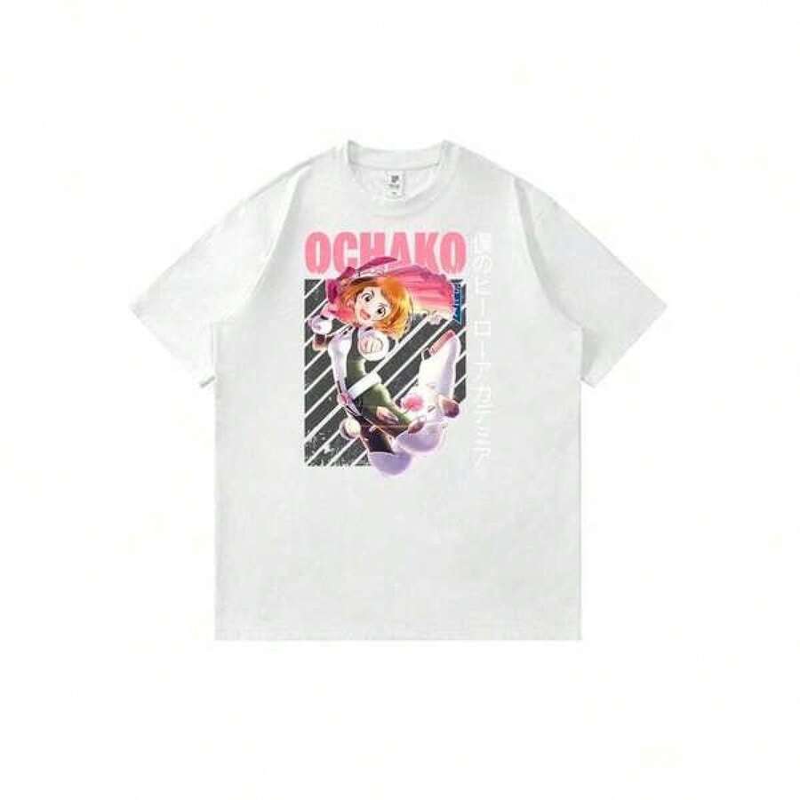 Nueva camiseta de manga corta 2026My-Heros-Academia-Ochaco-Uraraka-Zero-Gravity-Quirk-Attack-Artwork Trendyss Anime Cartoon Print T-Shirt Unisex Street Style Summer Casual Tops,Camiseta con estampado de anime japonés, regalo de San Valentín, estampado estilo K, estampado de cantante masculino joven, camiseta gráfica para mujer,Camiseta de moda para hombre - Blanco - Ver 1