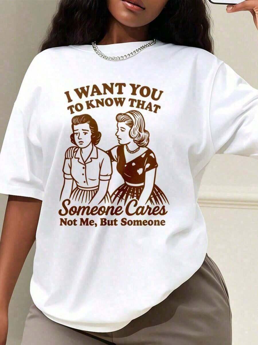 New Women's Summer Casual T-Shirt 2026, Funny And Sarcastic Retro Print, 100% Cotton, Loose Fit, Round Neck, Short Sleeve, Casual T-Shirt With Humorous Meme Graphics For Daily Use - Vintage Urban Style, Unisex Loose Cotton T-Shirt With Round Neck And Short Sleeve. - 白色 - 查看 1