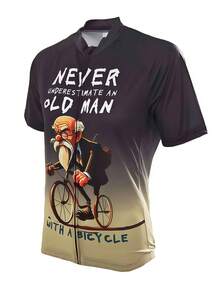 Spring New Men's Cycling Jersey, Printed With A Funny Cartoon Pattern Of An Old Man Riding A Bicycle, Short Sleeve Cycling Top Summer - Grey - View 4