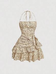 MOD Short Dress – Romantic Halter Neckline, Modern Design – Perfect For Parties Or Dates - 杏 - 查看 11