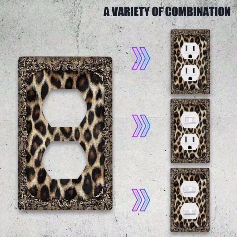 1 pieza Panel decorativo de interruptor de policarbonato termoplástico con estampado de leopardo, apto para interiores/exteriores, dormitorio, cocina - A - Ver 1