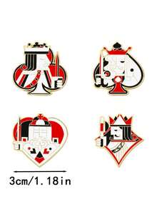 1pc Playing Card King Shape Brooch, Creative Good Luck Metal Badge, Bag/Clothing Decor, Exquisite Design, Versatile Daily/Party Outfit Accessory - Multicolor - View 3