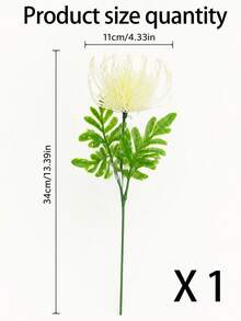 1/3/6支仿真菊花，逼真蓬松花瓣，深绿色锯齿状叶片，栩栩如生的丝绸菊花花束，适用于家居、婚礼、派对DIY花艺布置、中心装饰 - 白色 - 查看 13