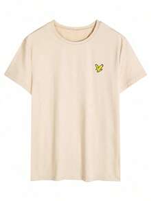 Camiseta de manga corta de cuello redondo con estampado gráfico sencillo, versátil y casual para uso diario y trayectos, para hombre, verano100% Cotton - Albaricoque - Ver 2
