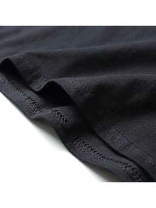 Tops de Verano - Camiseta Casual de Verano con Mangas Cortas y Cuello Redondo para la Escuela - Top Cómodo de Microelástico para Mujer 100% Algodón - Negro - Ver 6
