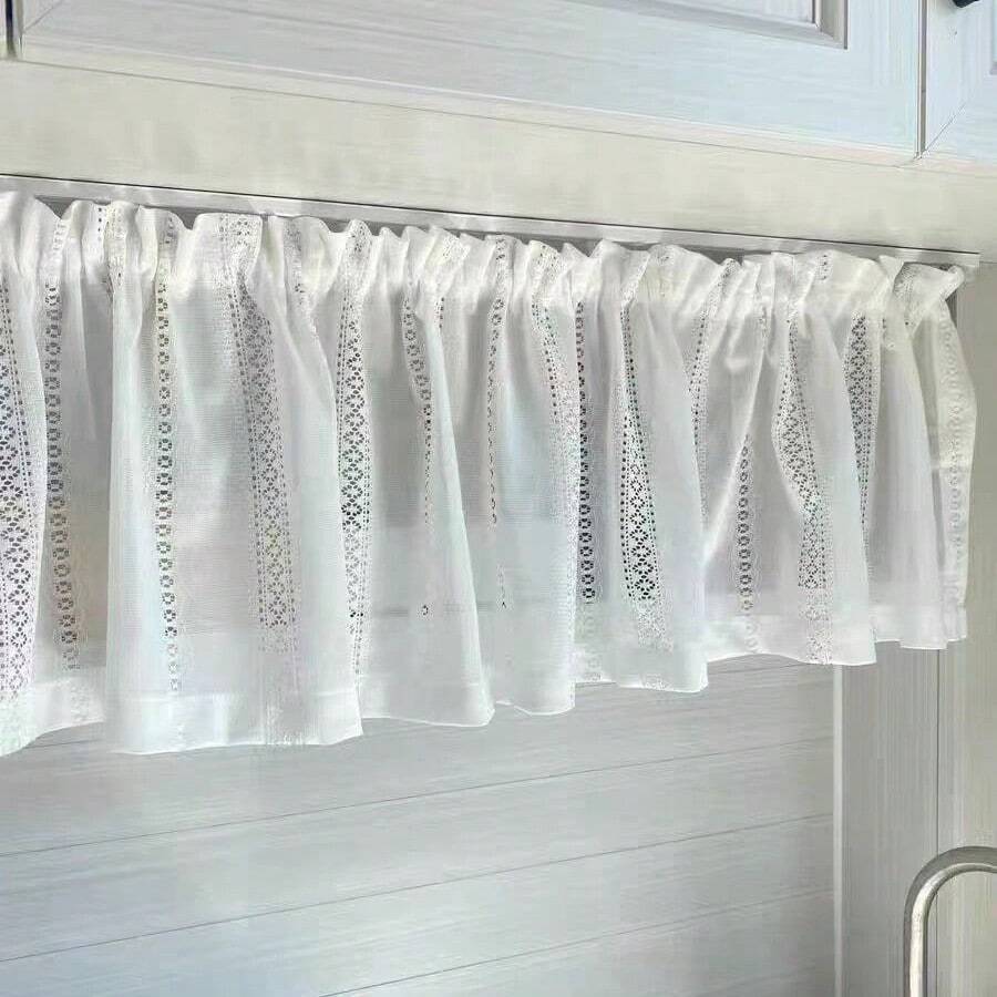 1pc Spring/Summer White Chiffon Breathable Simple Solid Color Table Skirt, Suitable For Home Party, Holiday Celebration, Living Room, Kitchen, Cabinet, Cafe, Restaurant, Daily Decor - White - View 1