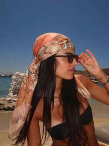 1 chiếc khăn/khăn bandana in họa tiết hoa dành cho nữ, phong cách boho, khăn quấn tóc bằng lụa, thích hợp cho các bữa tiệc bể bơi mùa hè, lễ hội âm nhạc trên bãi biển và thời trang đường phố. - Màu Hồng  San hô - Xem 1