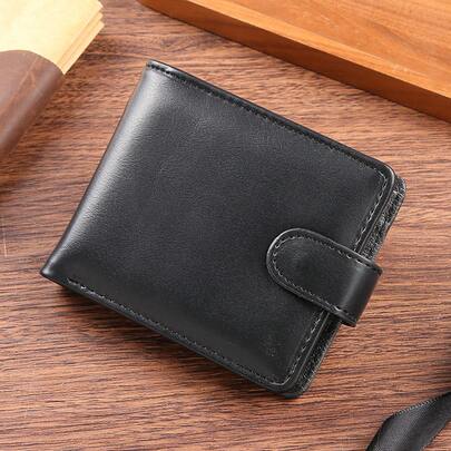 Men's PU Leather Horizontal Wallet Card Holder Credit Card Clip Large Capacity Multi-Card Slot With Zipper Coin Pocket Vintage