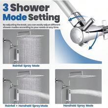10 Metal Rain Shower With Handheld Spray Combo, 3 Settings Shower Diverter, Stainless Steel Handheld Shower Wand, Adjustable Extension Arm, 71 Inches Long Hose - Polished - Mạ crom bóng - Xem 2