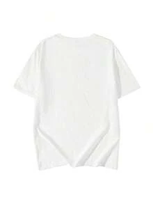 Women's Short-Sleeved T-Shirt With A Round Neck, Loose Fit, Casual And Versatile. Featuring A Modern, Elegant And Sophisticated Print Of Simple Letters, Ideal As A Basic Garment; Made From Soft Fabric With Excellent Drape - 白色 3 - 查看 6