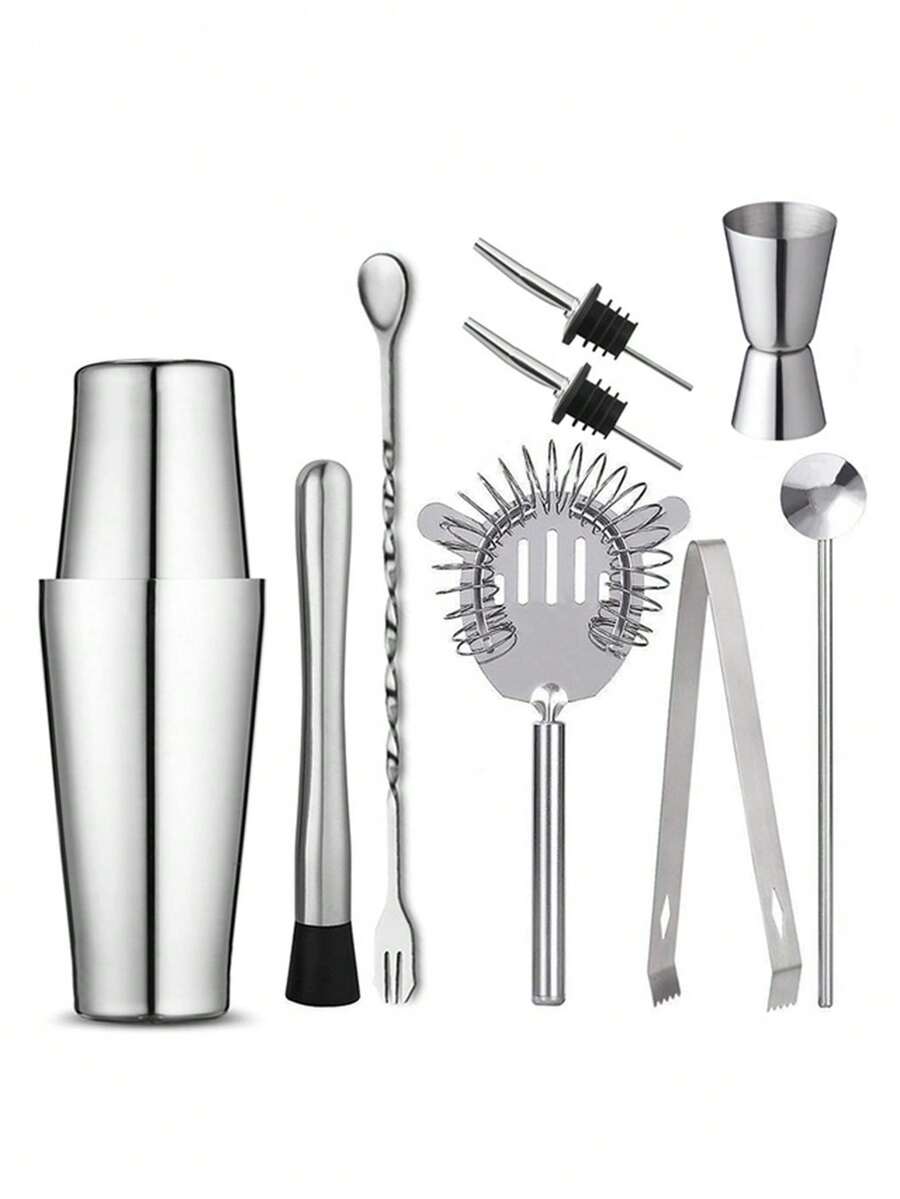 Coctelera de acero inoxidable de Boston de 20oz/24oz, Set de 10 piezas de Kit de herramientas de bar, regalo para el padre