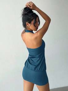 Vestido Mini Bodycon Sexy de Estilo Vanguardista Y2K para Mujer de , con Decoración de Botones Metálicos, Morado, Vestidos de Fiesta para Mujer, Vestidos para Fiestas de Mujer - Agua verde azul - Ver 2