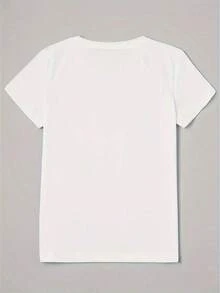 Single Garment Set, Not A 3-Piece Set, 1 Piece/Set Of Short-Sleeved T-Shirts Suitable For Streetwear, Top Oversized Round Neck Daily Outings, Camping, Concerts, Hip-Hop, Rock, And Rap Events, Short-Sleeved Round Neck T-Shirts For Women, With Sunflower, Butterfly And Letter Print. - 白色 - 查看 3