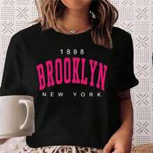 COOL SUMMER Women's Cartoon Fish Print T-Shirt, Soft Cotton, Short Sleeve, Vintage Style, Unisex, Loose Fit, Cotton, Round Neck, Casual Street Style, Blouses For Women, Women's T-Shirts, Casual Blouses For Ladies. - 黑色 4 - 查看 7