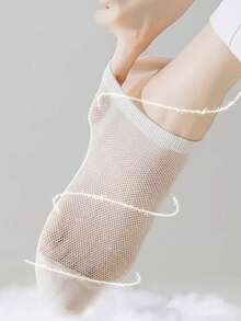 1/4/5/8/10/20 Pairs Breathable Mesh Invisible Ankle Socks, Unisex Solid Color Ultra-Thin Low-Cut Short Socks For Summer, Non-Slip Anti-Slip Comfortable Compression Socks, Solid Color Ice Silk Sports Fitness Socks, Unisex Air Conditioning Socks, With Soft Non-Slip Elastic Fixing Band Design, Perfect For Daily Wear And Outdoor Activities - White - View 5