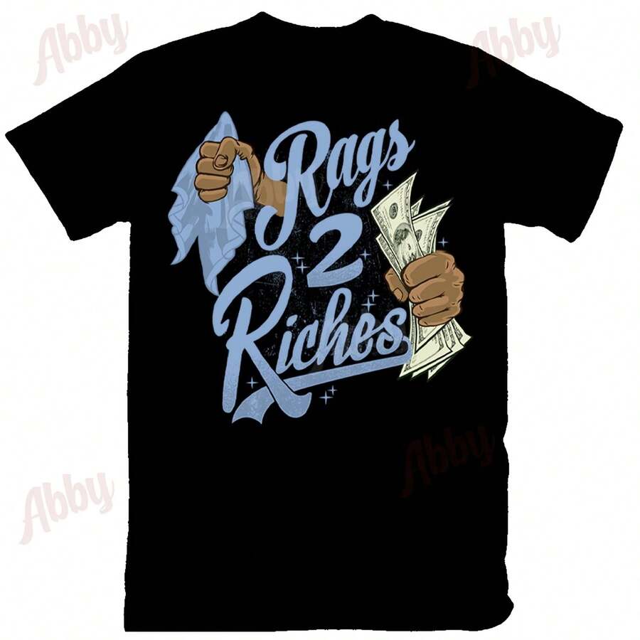 Camiseta Rags to Riches para combinar con Jordans Retro 1 UNC Toe New, camiseta Retro 1 UNC Toe New, camiseta Jordans 1 UNC Toe New - forma - Ver 1