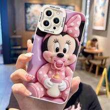 Disney Minnie Mouse Phone Case, Baby Minnie Protective Cover. Compatible With IPhone 17, 16, 15, 14, 13, 12, 11 Pro Series And Galaxy S22, S23, S24, S25 Models, Featuring Plush-Style Baby Minnie Mouse With A Pacifier, Wearing A Pink Polka-Dot Outfit, Set Against A Pink Puffy Background, Perfect For Cute Disney Fans, Ideal For Birthdays, Holidays, Anniversaries, Graduation Gifts, Or Any Special Occasion To Surprise Family, Friends, Classmates, And Loved Ones. - màu đen - Xem 5