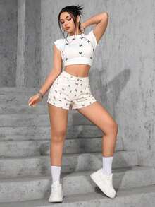 Short de mezclilla azul oscuro con bolsillos para mujer, verano - Blanco - Ver 4