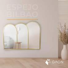 GAON. Espejo Decorativo de Pared Moderno Minimalista Triple Arco Ideal para Sala Baño Comedor Dormitorio Oficina e Interiores 91.5 CM - Plateado - Ver 2