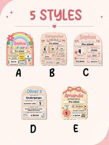Personalized First Day Of School Sign, Customizable Text Photo Prop, Writable Back To School Photo Prop, First Day Of School Commemorative Board, Suit - Multicolor - View 7