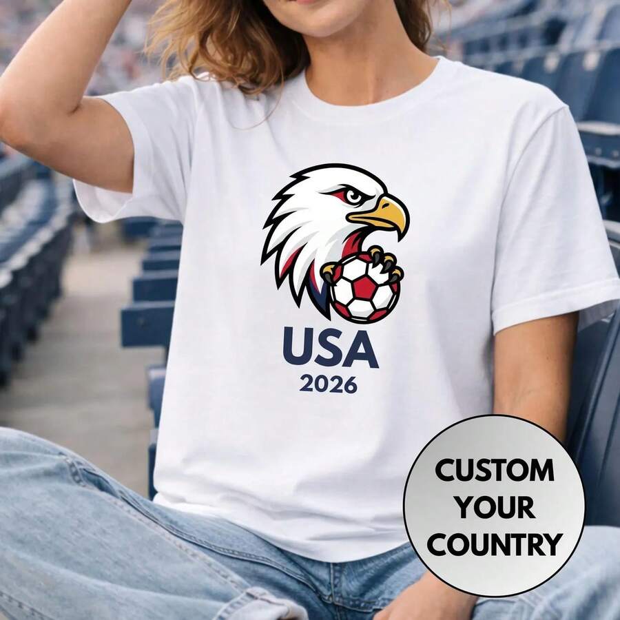 Camisetas Personalizadas de Selecciones Nacionales para el Mundial 2026, Equipos de Fútbol Nacionales, Camisetas Familiares de la Copa del Mundo, Camisetas de la Selección de Estados Unidos, Camisetas de Equipos de Fútbol - Blanco (solo estilos en blanco y negro) - Ver 1