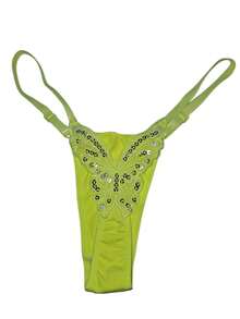 Butterfly Panties Kit 2 Microfiber Thong Lingerie Sexy Sensual Adjustable G-String - Blanco y amarillo neón - Ver 3
