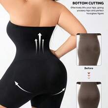 Plus Size Women Shapewear Sleeveless Jumpsuit, Tummy Control Casual - Albaricoque - Ver 3