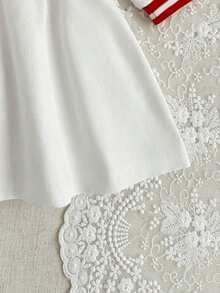 Young Girl Spring/Autumn Half-Open Chest Solid Color Dress - White - View 6
