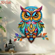 Tranh treo tường hình cú mèo phong cách Bohemian 2D, 1 chiếc - Hoàn hảo để trang trí hiên nhà, vườn, sân, phòng khách và hàng rào ngoài trời phòng ngủ - Lý tưởng cho các bữa tiệc ngày lễ, món quà hoàn hảo cho gia đình và bạn bè - A - Xem 3