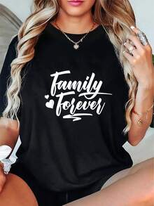 OversizeCamiseta Slim Plus Size, Family Reunion Forever - Negra con Diseño de Corazón Blanco - 100% Algodón Puro, Suave y Transpirable - Conjuntos Familiares a Juego - Camiseta Casual Unisex, Adecuada para Reuniones Familiares, Fiestas, Reuniones - Regalo Ideal para Padres, Parejas y Amigos - Cómoda y Linda para Todas las TemporadasTendencia - Negro - Ver 6