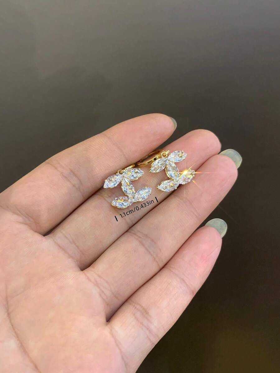 LADYCOCO 1 Đôi bông tai mạ vàng, thanh lịch, tối giản, sang trọng cao cấp, đính đá Cubic Zirconia, thích hợp cho nữ giới đeo hàng ngày (kèm hộp đựng chống oxy hóa)