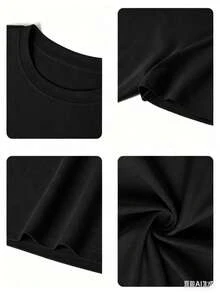 GiftCamiseta para el Día de la Madre para Mujer, Estampado Floral Amarillo, Minimalista, Tacto Suave, Manga Corta, Cuello Redondo, Primavera Verano, Casual, Cómoda para Uso Diario, Camiseta para el Día de la MadreSoft - Negro - Ver 6
