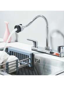 Kitchen Sink Tap With High Arch, Flexible Spout, And Push Button Control - Silver-1 - View 7