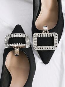 2023 Exquisite Shoe Flower Decorative Shoe Clips, Detachable New Style Versatile Full Rhinestone Metal Shoe Clips - Silver - View 3