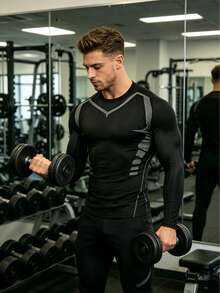 7 Pack Men's Compression Set - 4 Long Sleeve Shirts & 3 Pocket Pants, Quick Dry High Elastic Workout Outfits For Gym Running Hiking - màu đen - Xem 5
