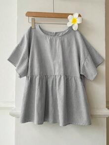 Camisa de mujer tejida a rayas verdes - Blanco y Negro - Ver 4