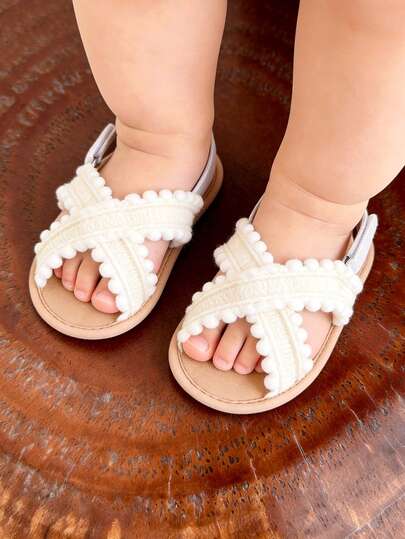 Giày sandal mùa hè cho bé gái, có nơ hoa, đế mềm, thích hợp cho váy cưới, giày tập đi cho bé sơ sinh, giày tập đi trong nôi.