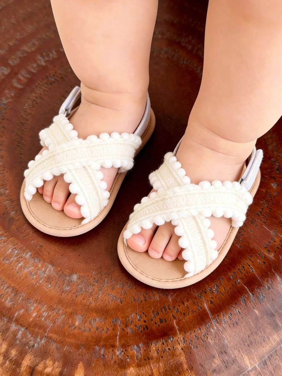 Giày sandal mùa hè cho bé gái, có nơ hoa, đế mềm, thích hợp cho váy cưới, giày tập đi cho bé sơ sinh, giày tập đi trong nôi.