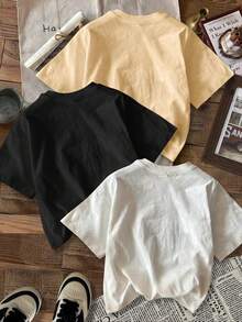 Women's 1 Piece Set: English Elephant Print T-Shirt - Casual Pure Cotton Fabric, Round Neck, Comfortable For All Seasons, Inspired Font Design, Fashionable Retro Style, Women's Summer Casual Sporty Top, Short Sleeve Round Neck T-Shirt. - 黑色 - 查看 5