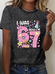 Talla Grande, Camiseta de Cumpleaños para Mujer de Talla Grande con la Frase "Antes Medía 66 Ahora Medido 170.18cm" - Regalo Divertido para Cumpleaños, Blusa Casual de Cuello Redondo Adecuada para Fiestas de Cumpleaños Número 66 y Atuendos Casuales, Letras Lavables a Máquina - Gris Oscuro - Ver 6