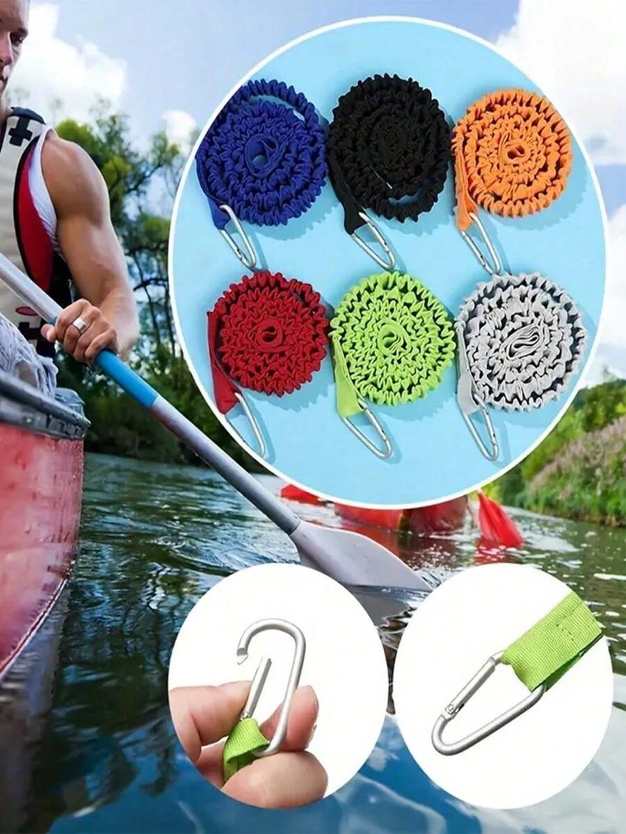 1pc Elastic Kayak Paddle Rope Safety Lanyard, With Retractable Webbing Suitable For SUP Paddles, Canoe Oars, Fishing Rods, And A Water Sports Anti-Lost Device - Multicolor - View 1