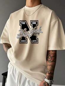 Camisetas Premium Casuales Unisex Bonitas, Camiseta de Manga Corta con Estampado Minimalista para Hombre, Cómoda y Transpirable, Adecuada para el Verano, a la Moda - Albaricoque - Ver 1