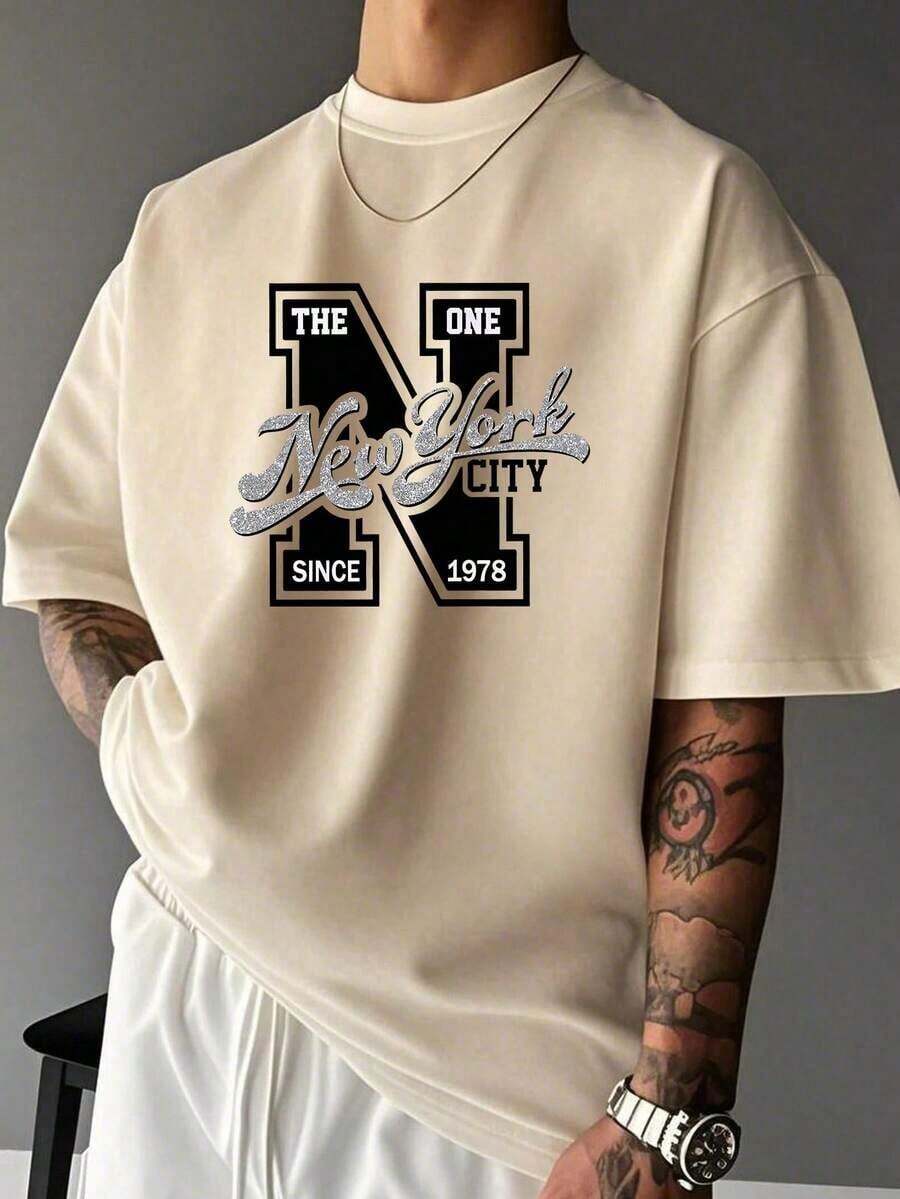 Camisetas Premium Casuales Unisex Bonitas, Camiseta de Manga Corta con Estampado Minimalista para Hombre, Cómoda y Transpirable, Adecuada para el Verano, a la Moda - Albaricoque - Ver 1