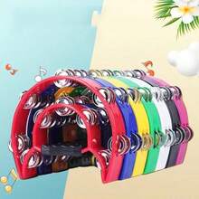 Adult Plastic Percussion Tambourine, Double Row Handheld Tambourine, Musical Instrument Tambourine, Rhythm Instrument, Handheld Percussion Drum, Suitable For Parties, Tambourine Tassels, Adult Musical Instrument, Percussion Tambourine, Tambourine, White Drum - Multicolor - View 3