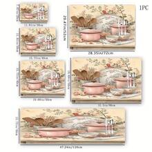 1pc Vintage Rose Pattern Printed Coffee Bar Mat, Stove Mat, Drainage Mat, Silicone Drainage Mat For Coffee Machine, Rubber Drainage Mat, Super Absorbent And Wear-Resistant Dish Drying Mat, For Countertop, Restaurant, Kitchen, Patio Table Decor, Household Kitchen Supplies, Countertop Decorative Mat - Multicolor - View 13